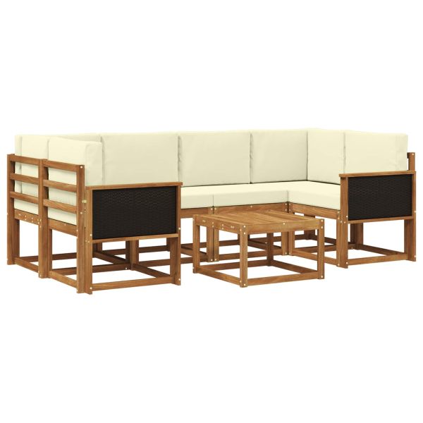 Комплект дивани за открито 5 pcs Натурален и Крема