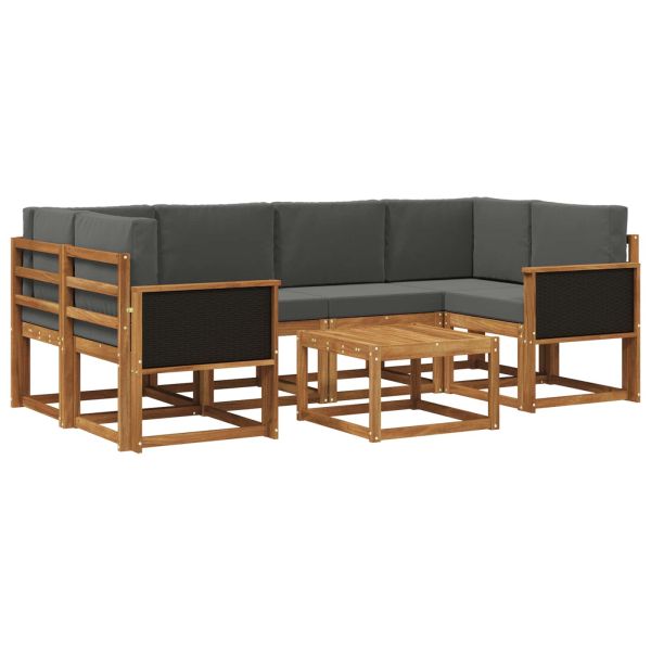 Комплект дивани за открито 5 pcs Натурален и Антрацит