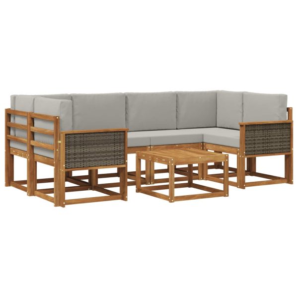 Комплект дивани за открито 5 pcs Натурално и светлосиво