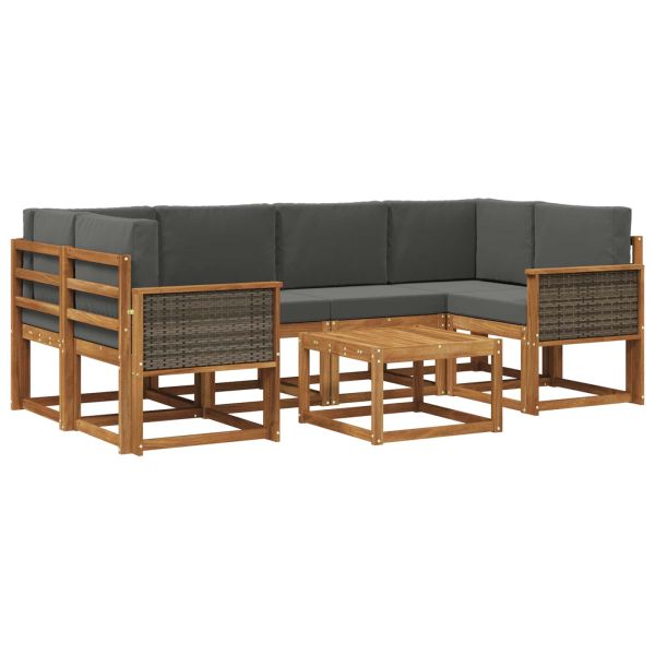 Комплект дивани за открито 5 pcs Натурален и Антрацит