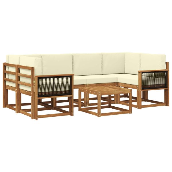 Комплект дивани за открито 5 pcs Натурален и Крема