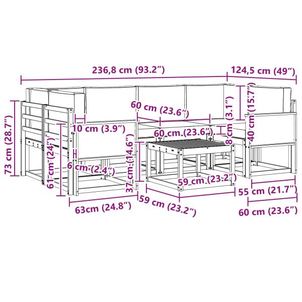 Комплект дивани за открито 5 pcs Натурален и Крема