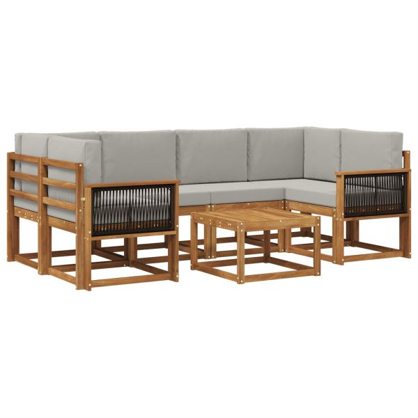 Комплект дивани за открито 5 pcs Натурално и светлосиво
