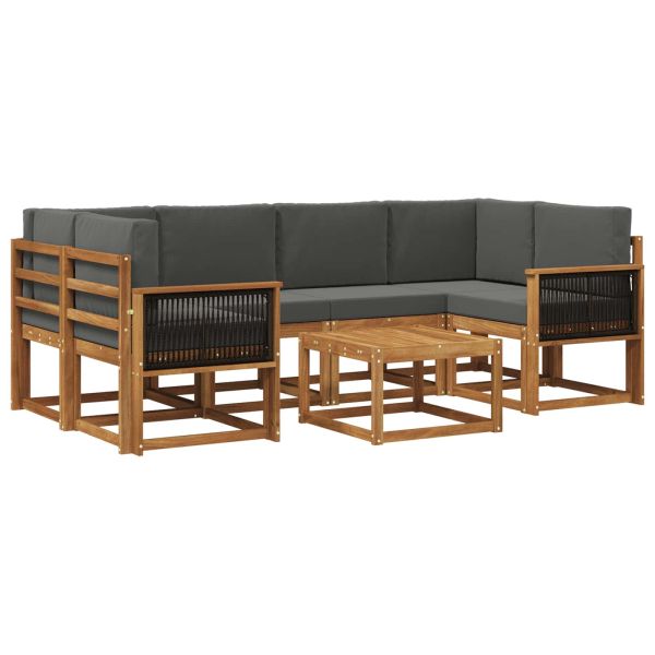Комплект дивани за открито 5 pcs Натурален и Антрацит