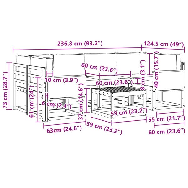 Комплект дивани за открито 5 pcs Натурален и Антрацит