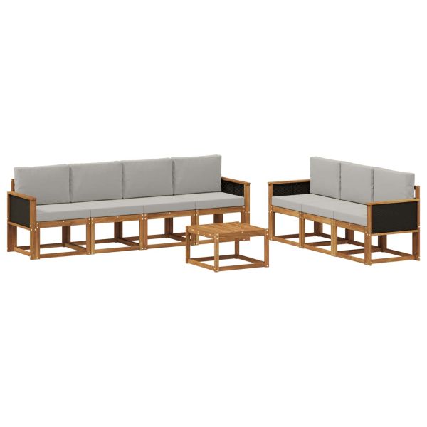 Комплект дивани за открито 7 pcs Натурално и светлосиво