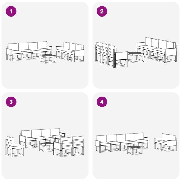 Комплект дивани за открито с възглавница 7 pcs Натурално