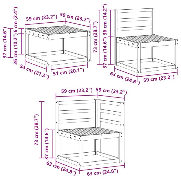 Комплект дивани за открито 6 pcs Натурално