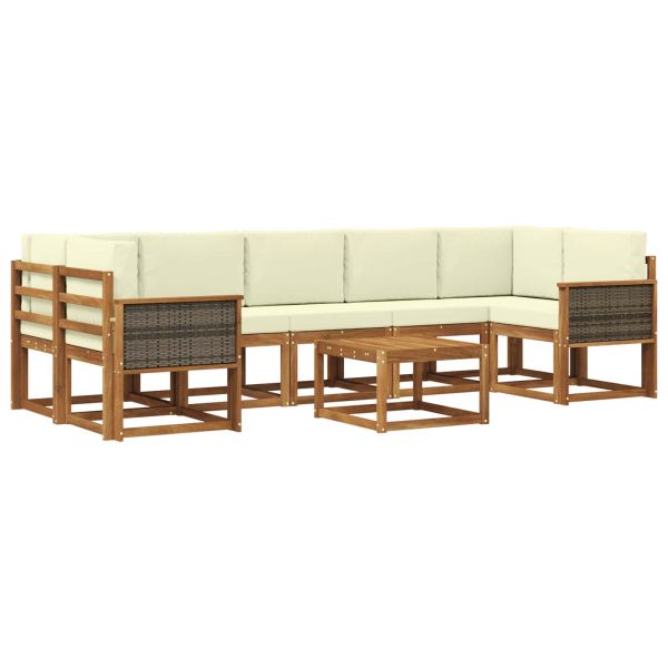 Комплект дивани за открито 6 pcs Натурален и Крема