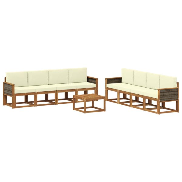 Комплект дивани за открито 7 pcs Натурален и Крема