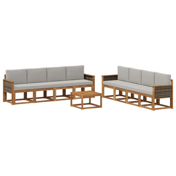 Комплект дивани за открито 7 pcs Натурално и светлосиво