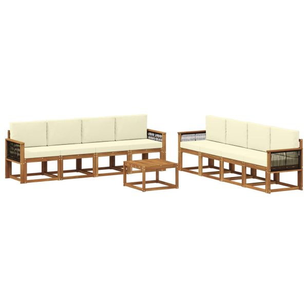 Комплект дивани за открито 7 pcs Натурален и Крема