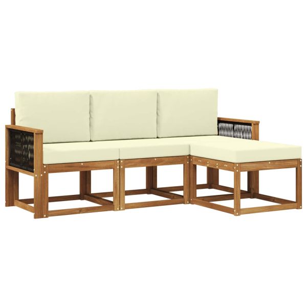 Комплект дивани за открито 4 pcs Натурален и Крема