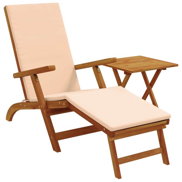 Сгъваем и reclining шезлонг 2 pcs Бежово Солидно акациево дърво
