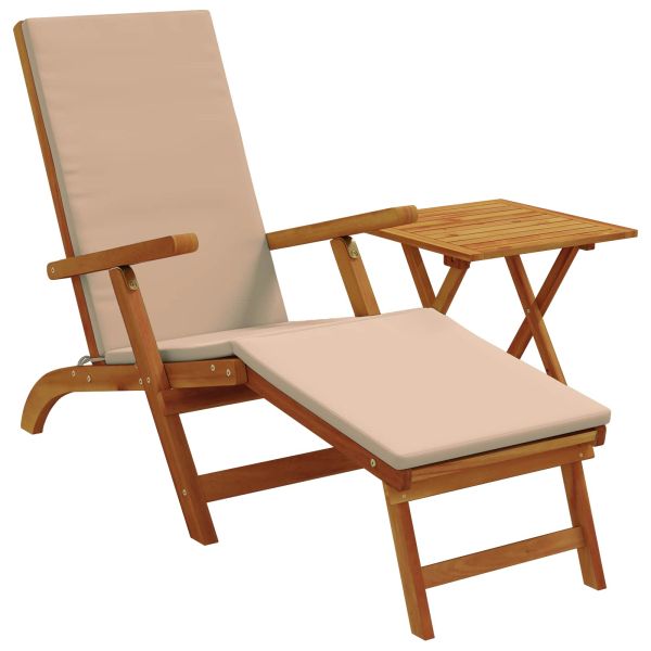 Сгъваем и reclining шезлонг 2 pcs Таупе Солидно акациево дърво