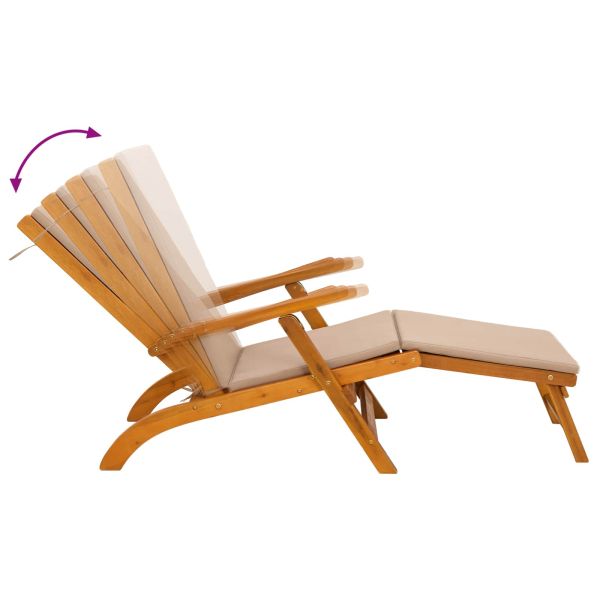 Сгъваем и reclining шезлонг 3 pcs Таупе Солидно акациево дърво