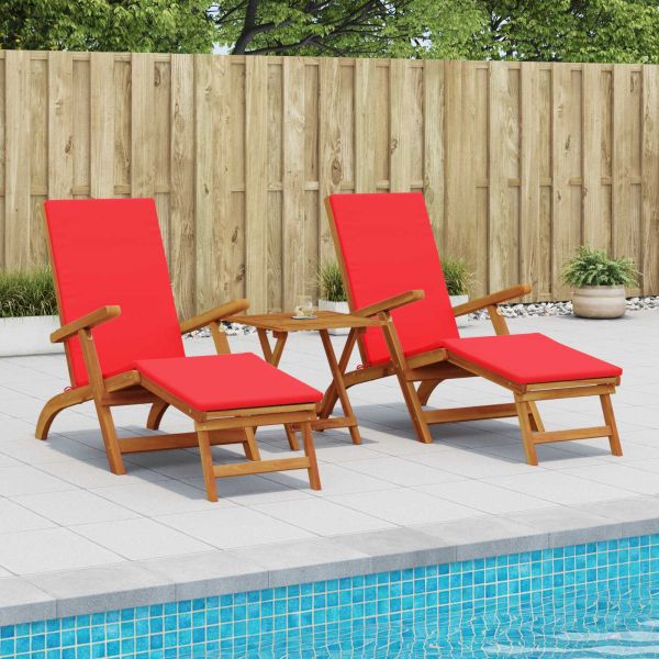Сгъваем и reclining шезлонг 3 pcs Червено