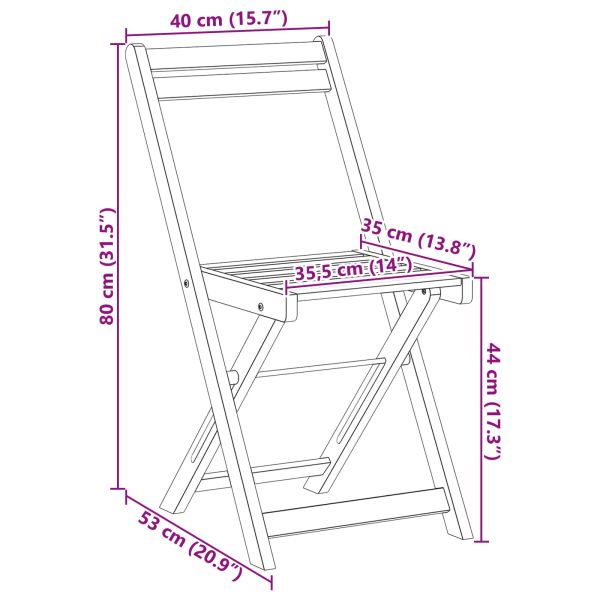 Външни бistro столове 8 pcs Натурално 40 x 53 x 80 см