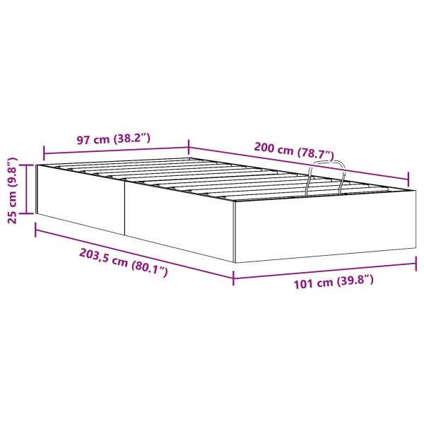Отоман легло рамка с хранилище Восъчен Кафяв 100 x 200 cm