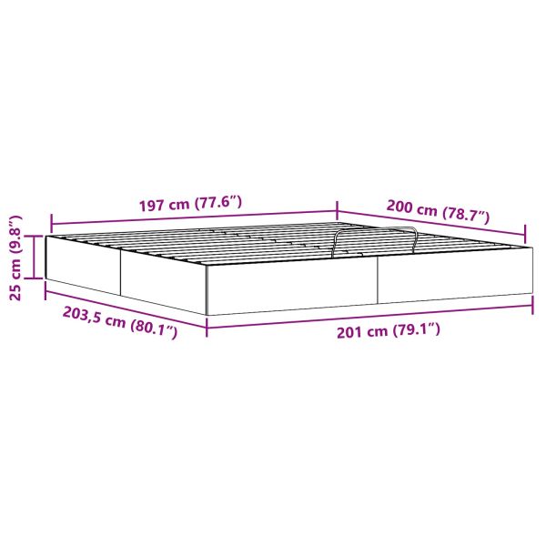 Отоман легло рамка с хранилище Естествен 200 x 200 cm