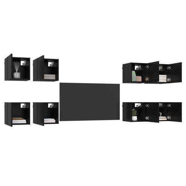 Стенен ТВ кабинет 8 pcs Черен дъб 30,5 x 30 x 30 см