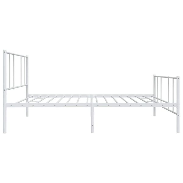 Метална рамка за легло с горна и долна табла, бяла, 100x200 см
