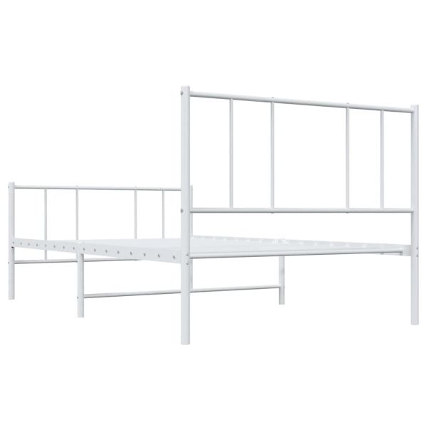 Метална рамка за легло с горна и долна табла, бяла, 100x200 см
