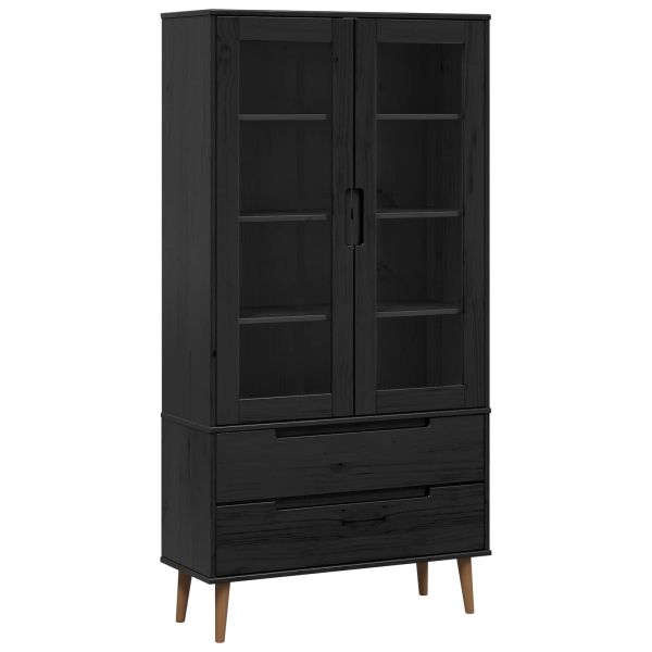 Стъклена витрина Черен 90 x 35 x 175 см