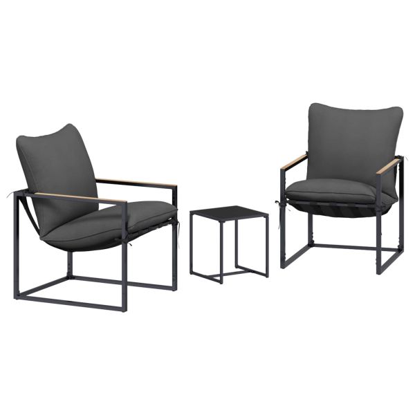 Градински Софа Комплект 3 pcs Черно и антрацит Стомана