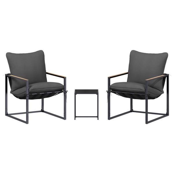 Градински Софа Комплект 3 pcs Черно и антрацит Стомана