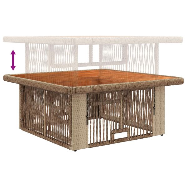 Комплект за хранене в градината 3 pcs Бежов и кремав полиратан