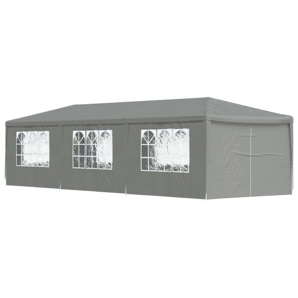 Парти шатър 900 x 300 x 255 см Светлосиво Полиетилен и стомана