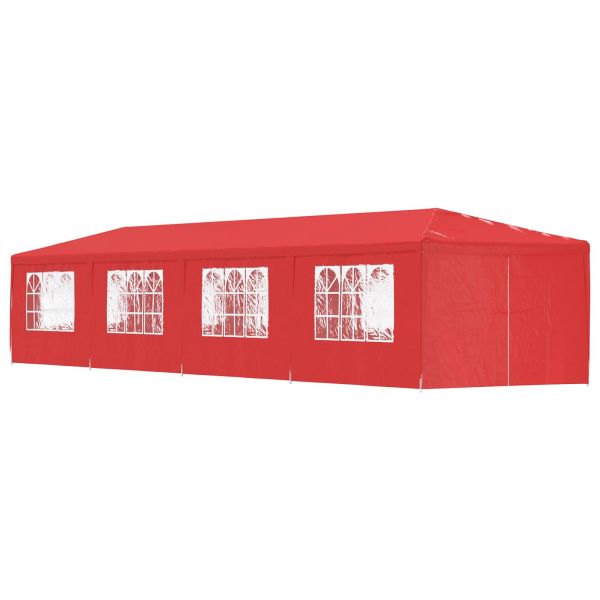 Парти шатър 1200 x 300 x 255 см Червено Полиетилен и стомана