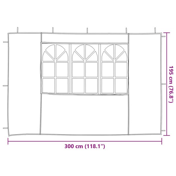 Стена на палатка за парти 2 pcs 300 x 195 см Светлосиво