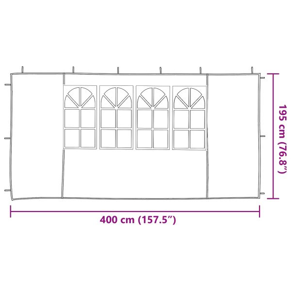 Стена на палатка за парти 2 pcs 400 x 195 см Бяло