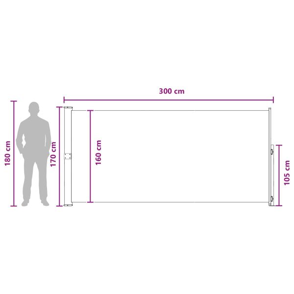 Сгъваема странична перголка Бежово 300 x 170 cm Полиестер