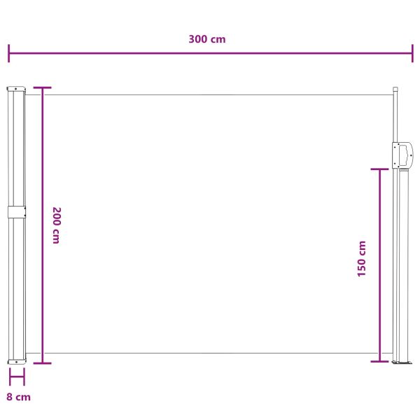Сгъваема странична перголка Сиво 300 x 200 cm Полиестер