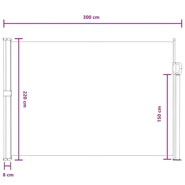 Сгъваема странична перголка Сиво 300 x 220 cm Полиестер