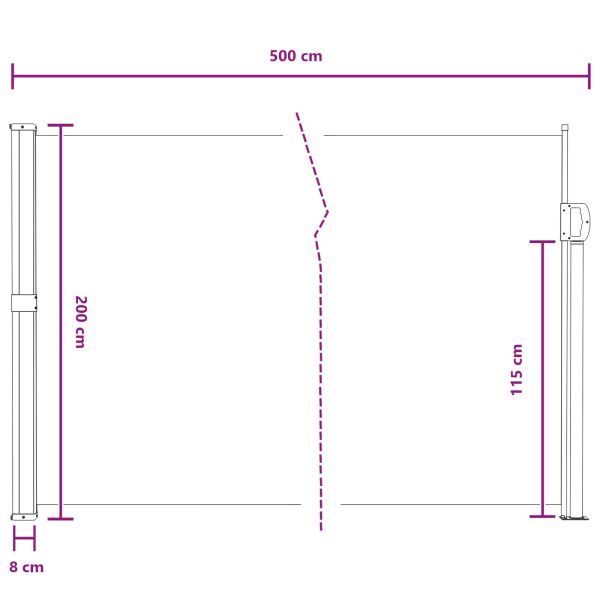 Сгъваема странична перголка Сиво 500 x 200 cm Полиестер