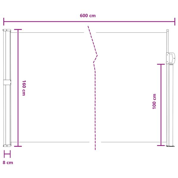 Сгъваема странична перголка Пясък 600 x 160 cm Полиестер