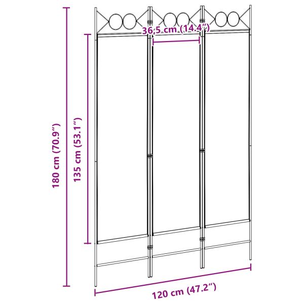 3-панелен параван Бежово 120 x 180 cm Текстил