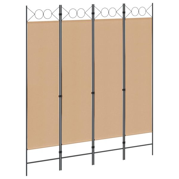 4-панелна преграда Бежово 160 x 180 cm Текстил