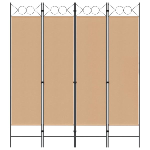 4-панелна преграда Бежово 160 x 180 cm Текстил