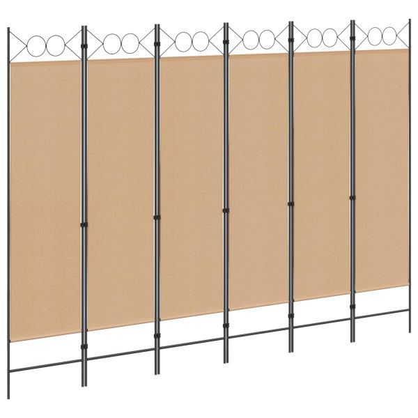 Делител за стая с 6 панела Бежово 240 x 180 cm Текстил