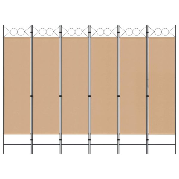 Делител за стая с 6 панела Бежово 240 x 180 cm Текстил