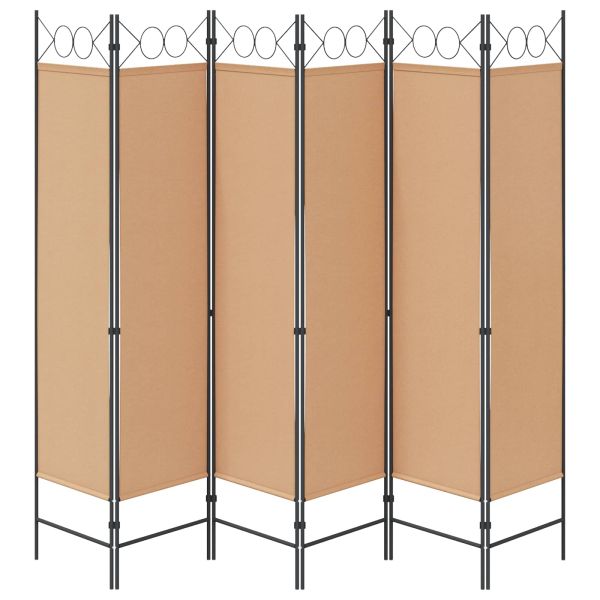 Делител за стая с 6 панела Бежово 240 x 180 cm Текстил