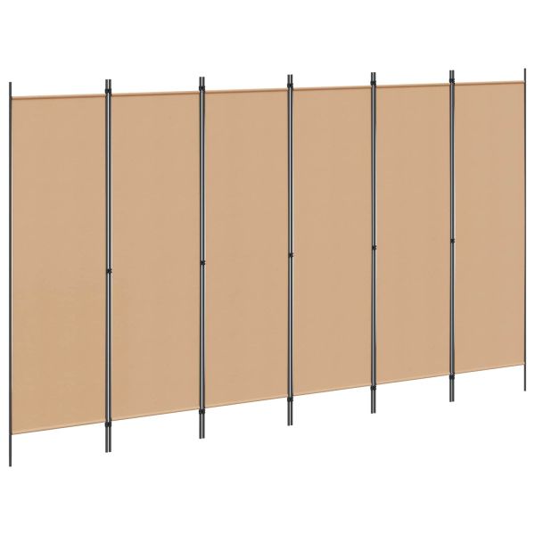 Делител за стая с 6 панела Бежово 300 x 180 cm Текстил