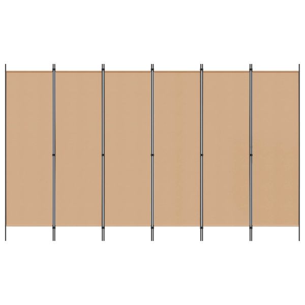 Делител за стая с 6 панела Бежово 300 x 180 cm Текстил