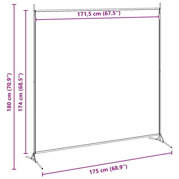 Единична панелна преграда за стая Бежово 175 x 180 cm Текстил