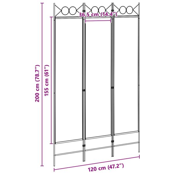 3-панелен параван Бежово 120 x 200 cm Текстил